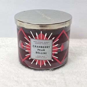 Bath & Body Works (1) CRANBERRY PEAR BELLINI 3 Wick 14.5 oz Candles HOLIDAY!